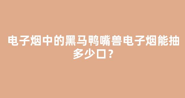电子烟中的黑马鸭嘴兽电子烟能抽多少口？