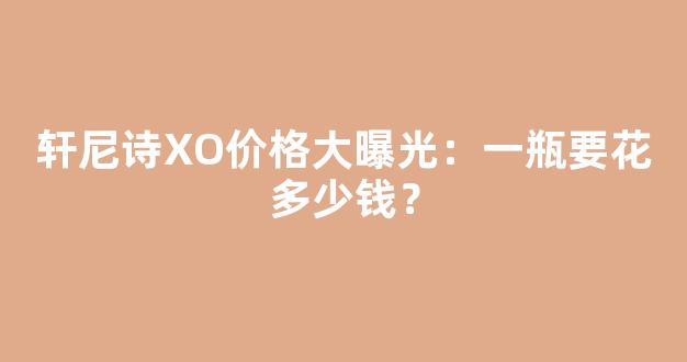 轩尼诗XO价格大曝光：一瓶要花多少钱？